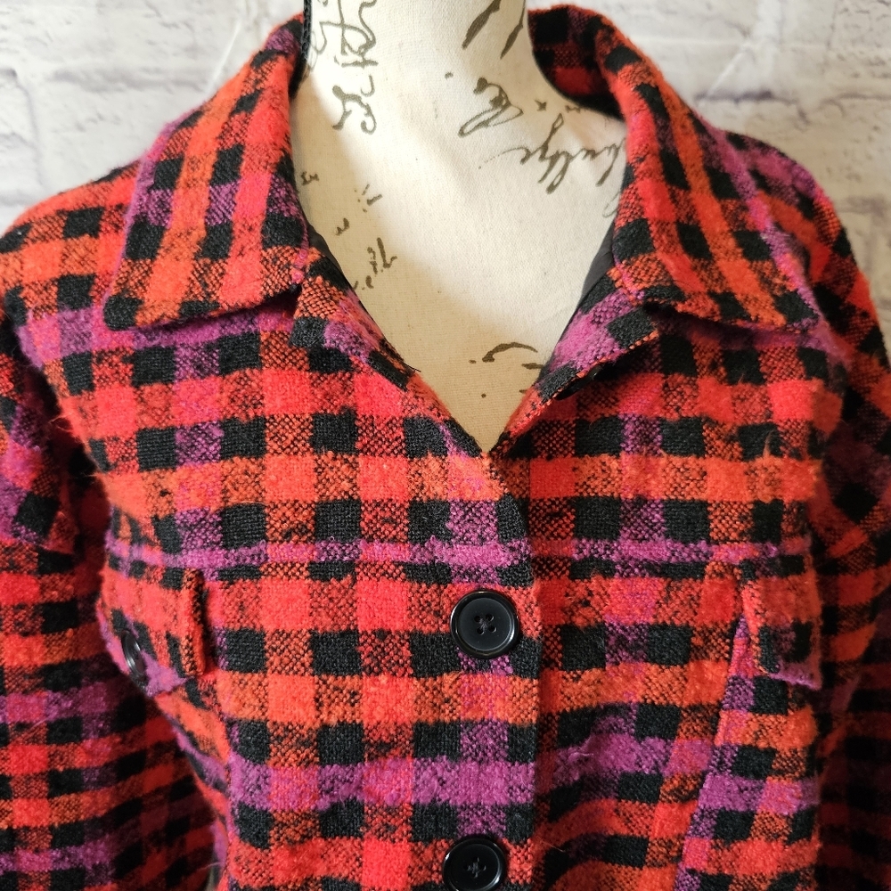 Versona Red & Pink Plaid Wool-Blend Blazer